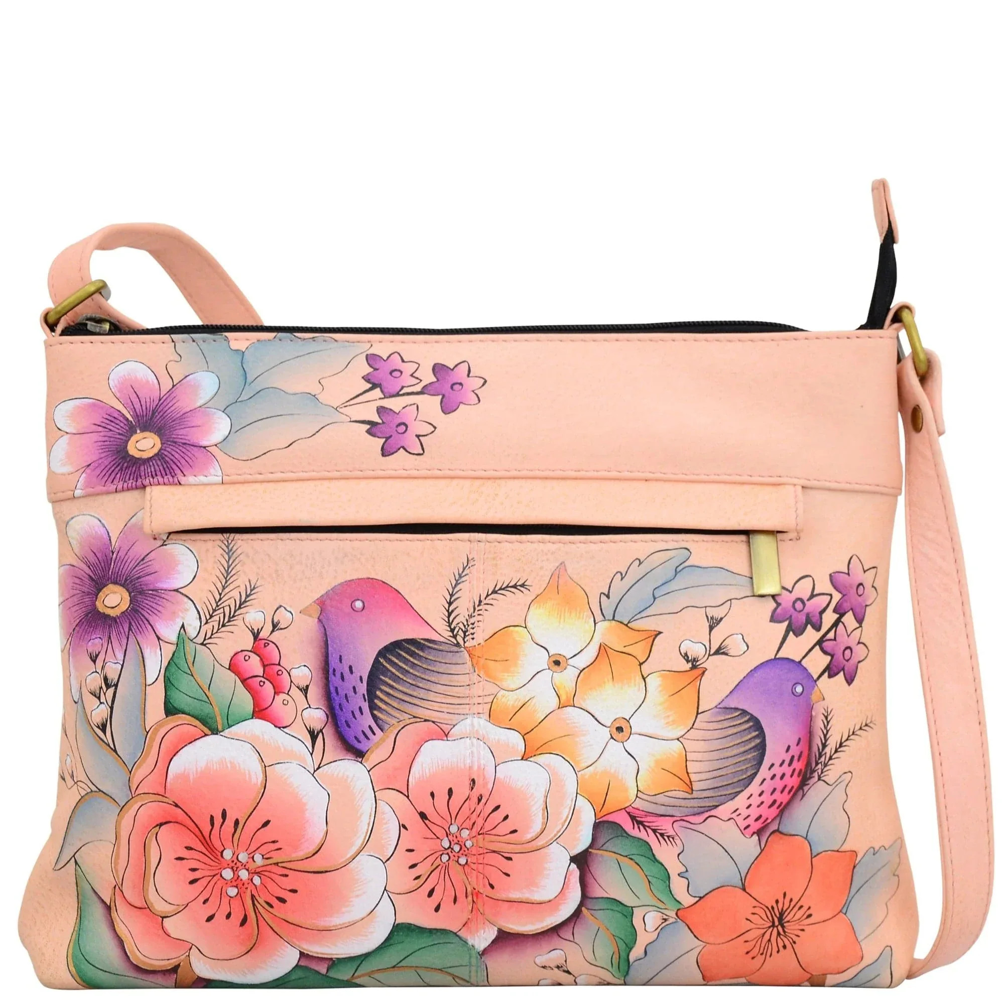 Leather Hand painted Medium Crossbody - 8240 | Anuschka 