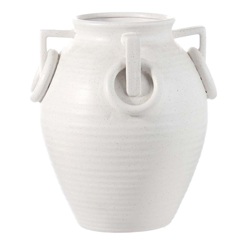 White Ceramic Vase with Rings, 13" | At Home
