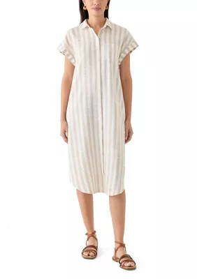 Women's Short Sleeve Yarn Dyed Midi Shirtdress | Belk