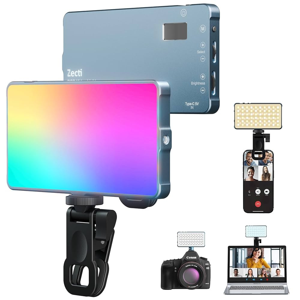 Selfie Camera Phone Light with Metal Hotshoe & Clip, CRI 96+ 2500K-9900K Rechargeable RGB Video L... | Amazon (US)
