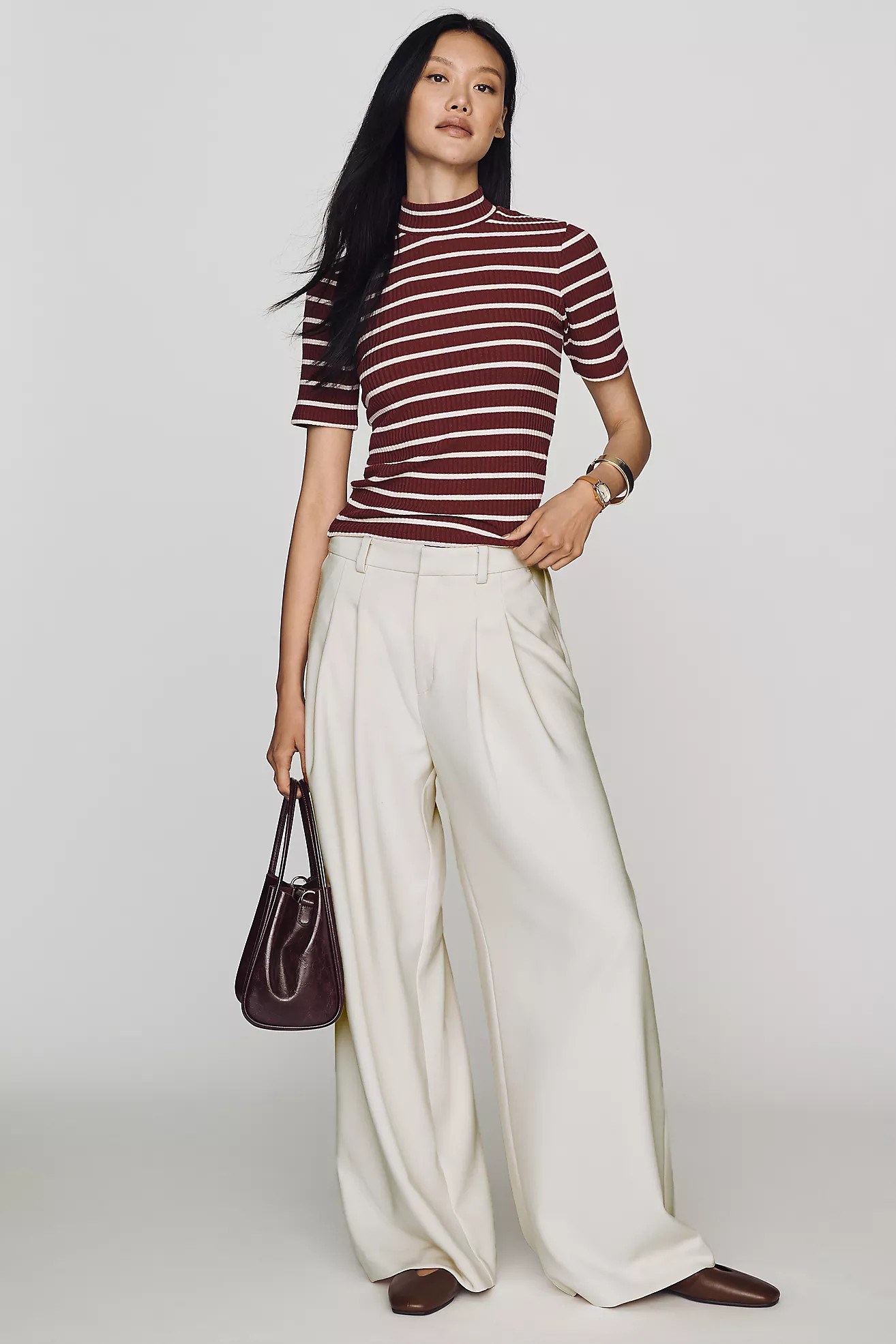 Avery Wide-Leg Pleated Trousers by Maeve Pants | Anthropologie (US)