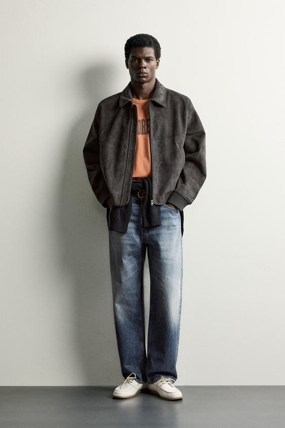 FAUX SUEDE BOMBER JACKET | Zara UK