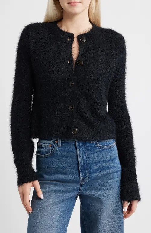 All in Favor Fuzzy Cardigan in Black at Nordstrom, Size Small | Nordstrom