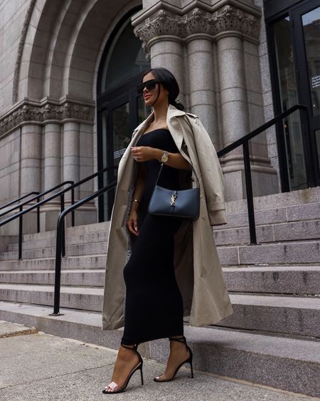Trench coat outfit ideas 
Nordstrom under $100 strapless dress wearing an XXS
Mango trench coat wearing an XXS
Saint Laurent bag
Saint Laurent sunglasses


#LTKunder100 #LTKworkwear #LTKstyletip