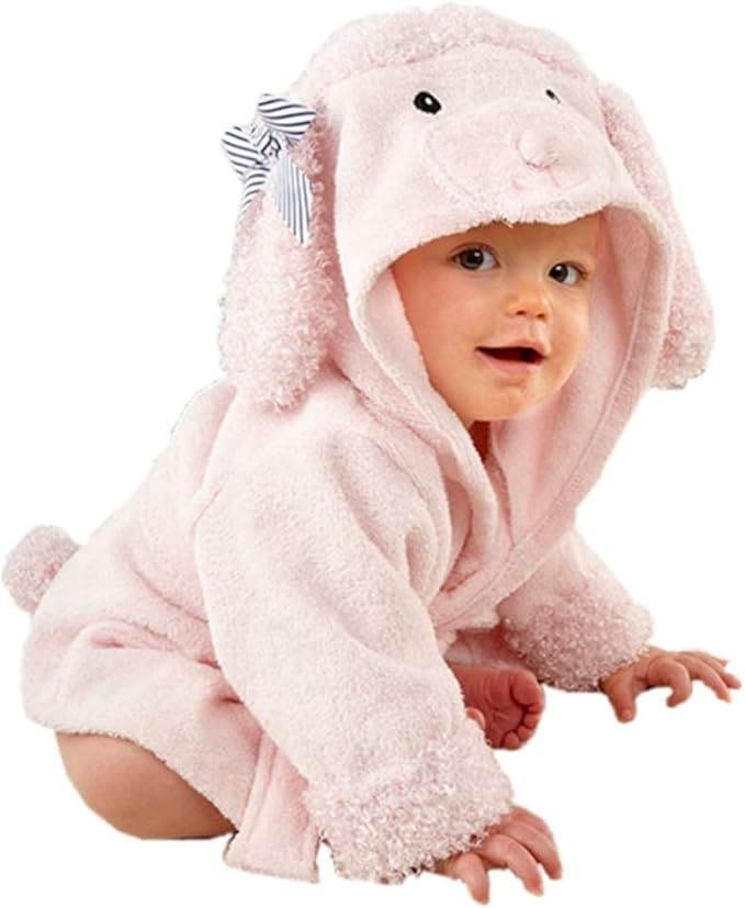 Baby Girl Bathrobes Wash Waddle Pink Dog Hooded Robe Girls Bath Robe Towel Terry Cotton Ultra Abs... | Amazon (US)