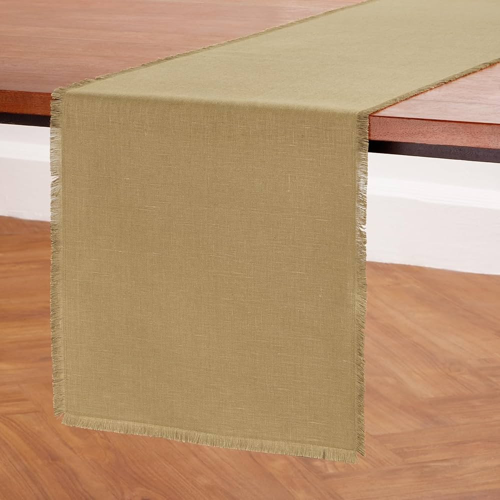 Solino Home Fringe Linen Table Runner 72 Inches Long - 100% Pure Linen Kelp Dining Table Runner 1... | Amazon (US)