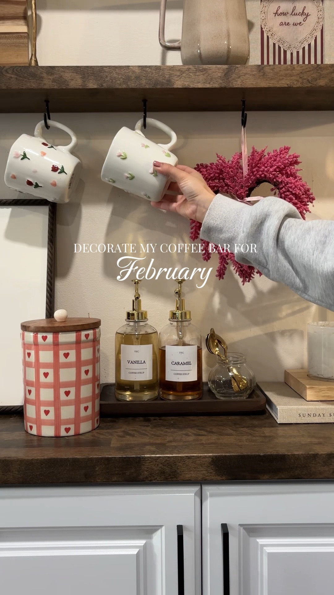 February coffee bar☕️🤍
A little extra pink for the month of love 🌷🎀💖

Coffee bar inspo, February coffee bar, coffee bar styling, valentines decor, home decor inspo, neutral home, cozy aesthetic 



#LTKValentine #LTKHome