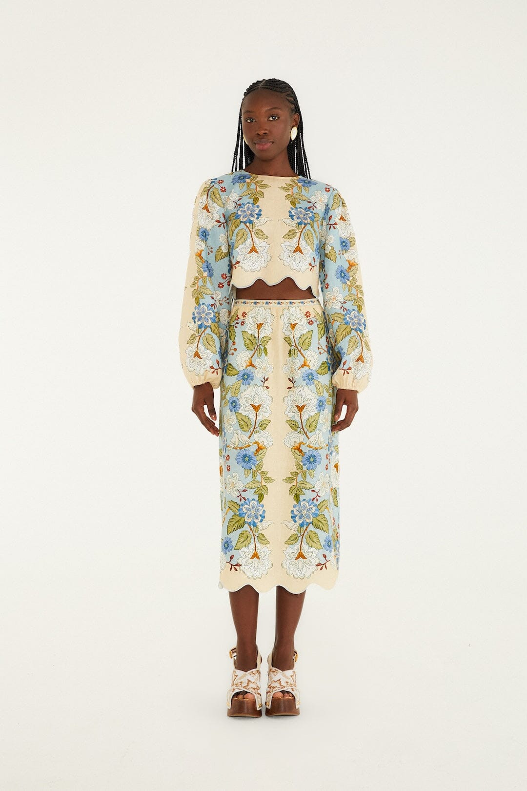 Green Garden Scarf Euroflax\u0099 Premium Linen Blouse | FARM Rio | FarmRio (US)