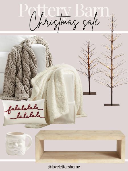 Pottery Barn holiday sale, Sherpa blanket, cable knit blanket, Christmas pillow, throws, coffee table, Christmas mug, twig trees, twinkle trees 

#LTKHoliday #LTKhome #LTKsalealert
