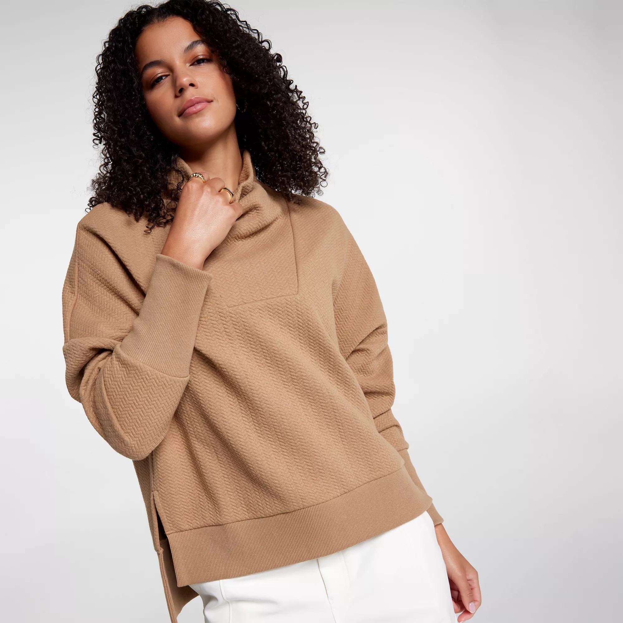 CALIA Women's Elevate Herringbone Funnel Neck, Small, Tan/Tan | Public Lands