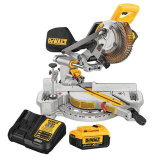 DEWALT 20-Volt MAX Cordless 7-1/4 in. Sliding Miter Saw with (1) 20-Volt Battery 4.0Ah DCS361M1 -... | The Home Depot
