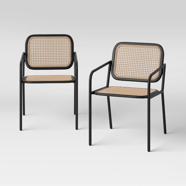 Boda 2pk Caning Patio Dining Chairs - Black - Project 62™ | Target