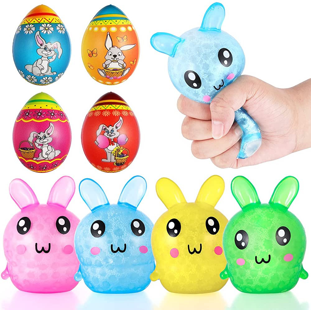 8 Pack Easter Basket Stuffers Squishy Easter Bunny and Eggs Toys, Squeeze Bunny Filled with Water... | Amazon (US)