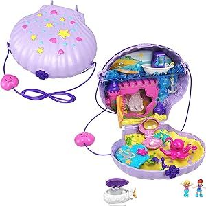 Amazon.com: Polly Pocket Travel Toys, Purse Playset with Micro Polly and Mermaid Dolls, Accessori... | Amazon (US)