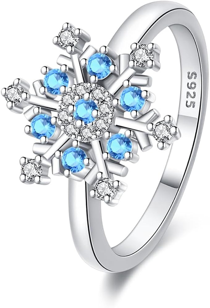 KUNSIR 925 Sterling Silver Rings Classic Cubic Zirconia Eternity Promise Statement Anniversary We... | Amazon (US)