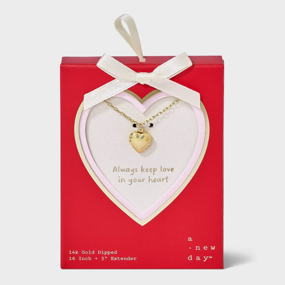 14K Gold Dipped Heart Locket Pendant Necklace - A New Day™ Gold | Target