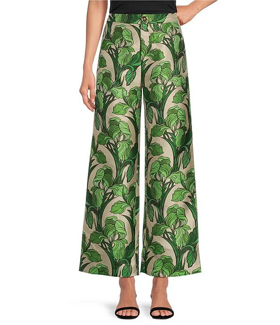 Buru Le Culotte Printed Brocade High Rise Cropped Wide Leg Pants | Dillard's | Dillard's