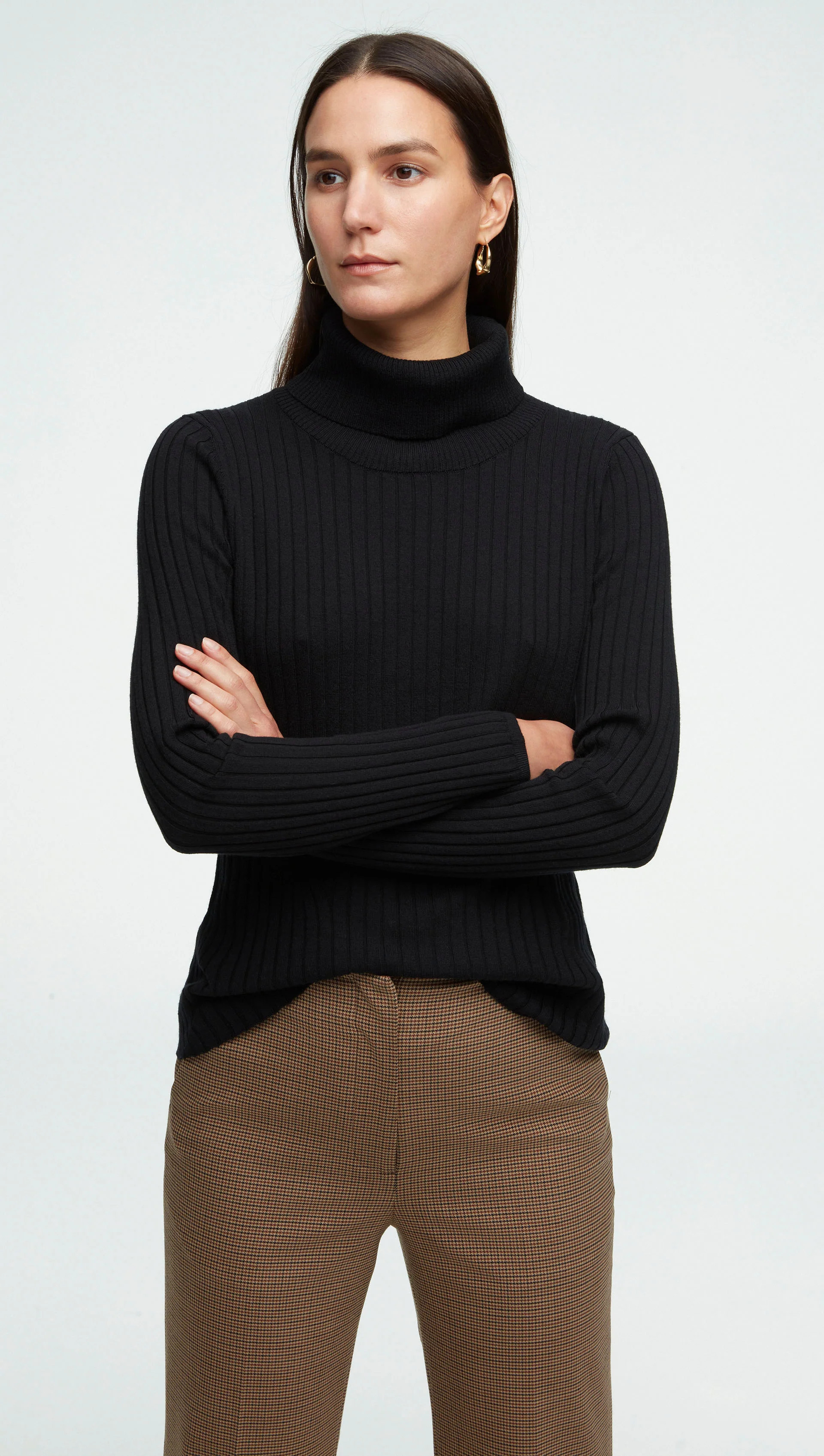 Ribbed Turtleneck in Merino Wool | Black M / Black | Argent