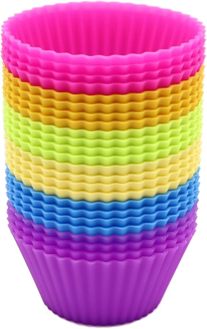 SAWNZC Reusable Silicone Baking Cups, Muffin Liners Cupcake Liners Holder Cake Molds, Pack of 24,... | Amazon (US)