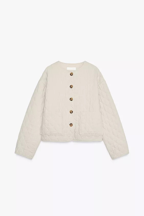 PADDED LINEN JACKET Stone Light khaki | Zara US