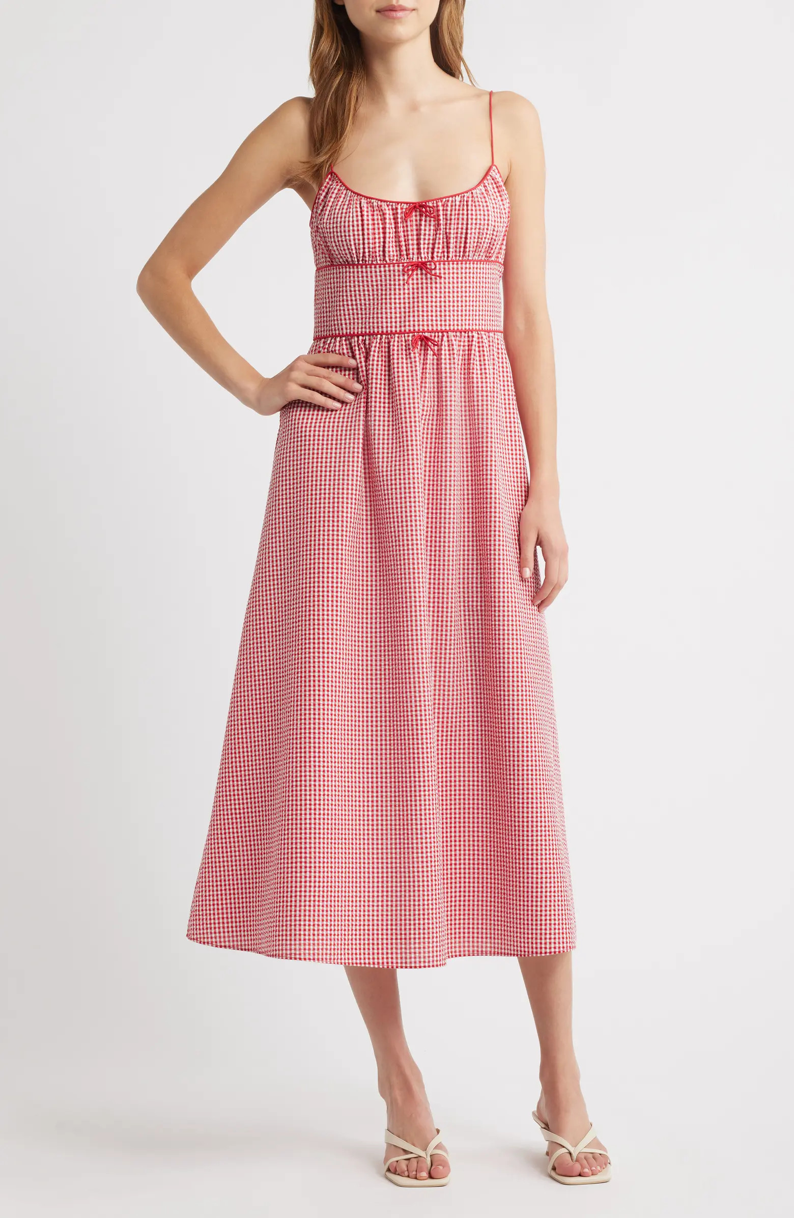 DÔEN Belline Check Midi Dress | Nordstrom | Nordstrom