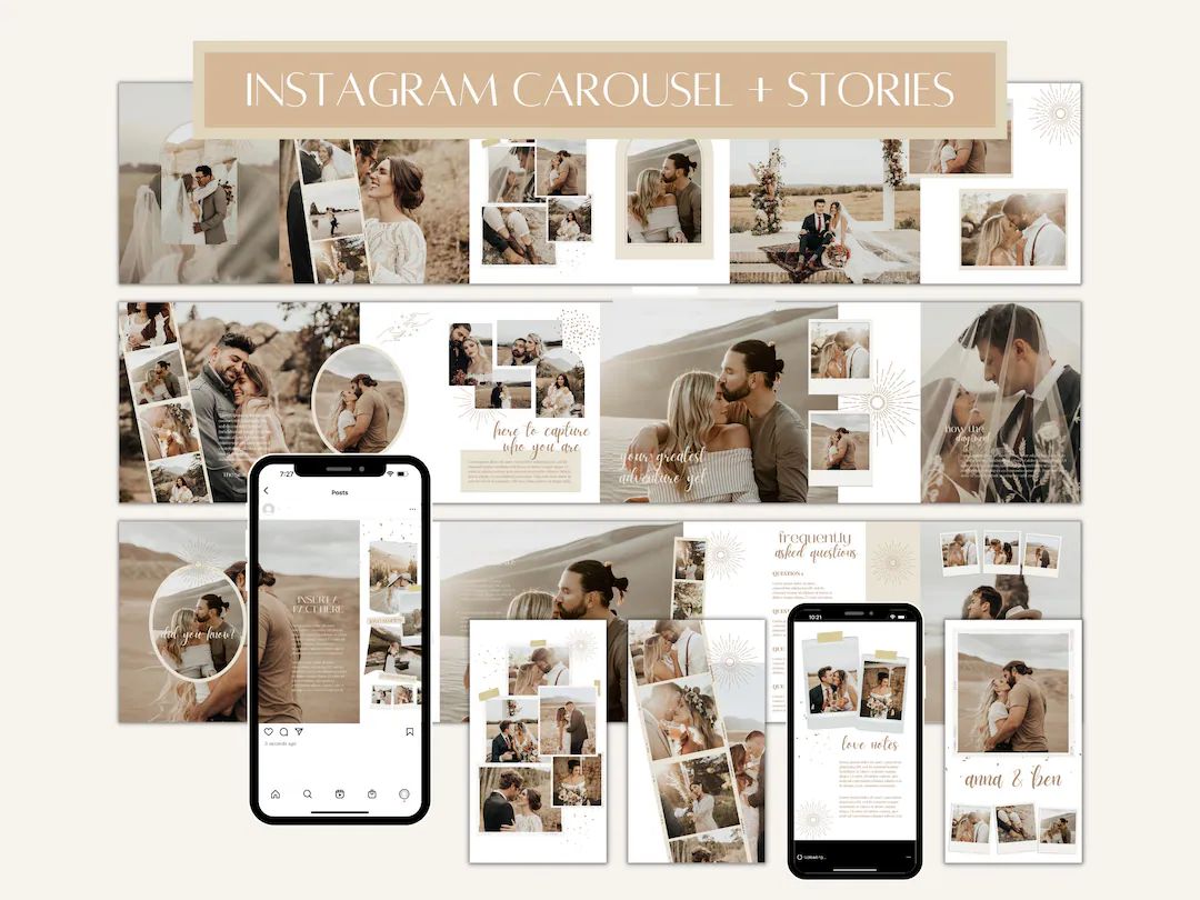 CANVA Boho Instagram Bundle Pack for Photographers, IG Post Carousel & Stories, Engagement Booste... | Etsy (US)
