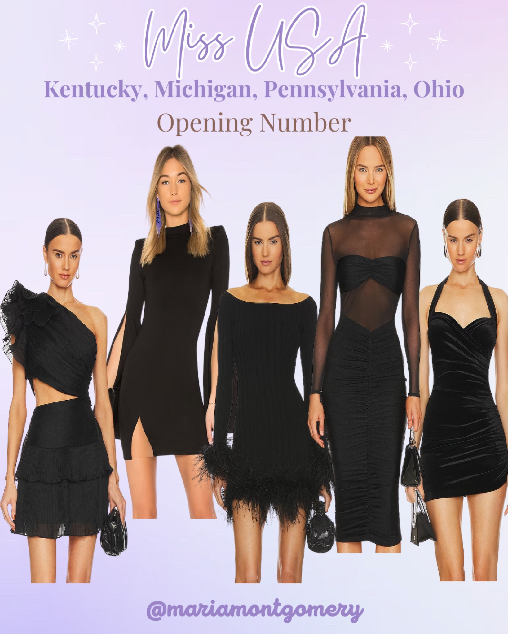 Miss USA pageant preliminary opening number!

Black cocktail
Black dress
Little black dress
Pageant
Opening number 
Resort wear
Dress
Vacation outfits
Wedding guest 
Wedding guest dress 

#LTKwedding #LTKtravel #LTKstyletip