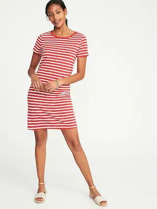 Old Navy Womens Slub-Knit Tee Dress For Women Red Stripe Size L | Old Navy US