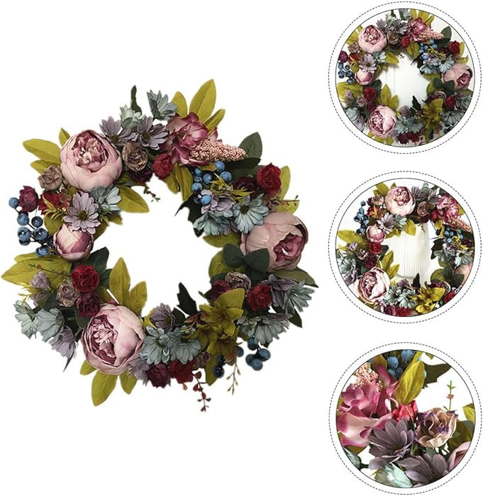 SUPVOX Artificial Peony Flower Garland Rattan Wreath Door Hanging Decor for Wedding Spring Party ... | Amazon (CA)