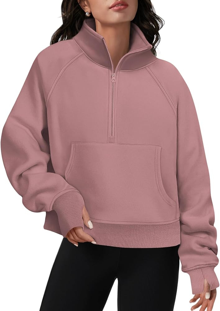 ATHMILE Womens Sweatshirts Half Zip Cropped Pullover Fleece Quarter Zipper Hoodies Fall outfits C... | Amazon (US)
