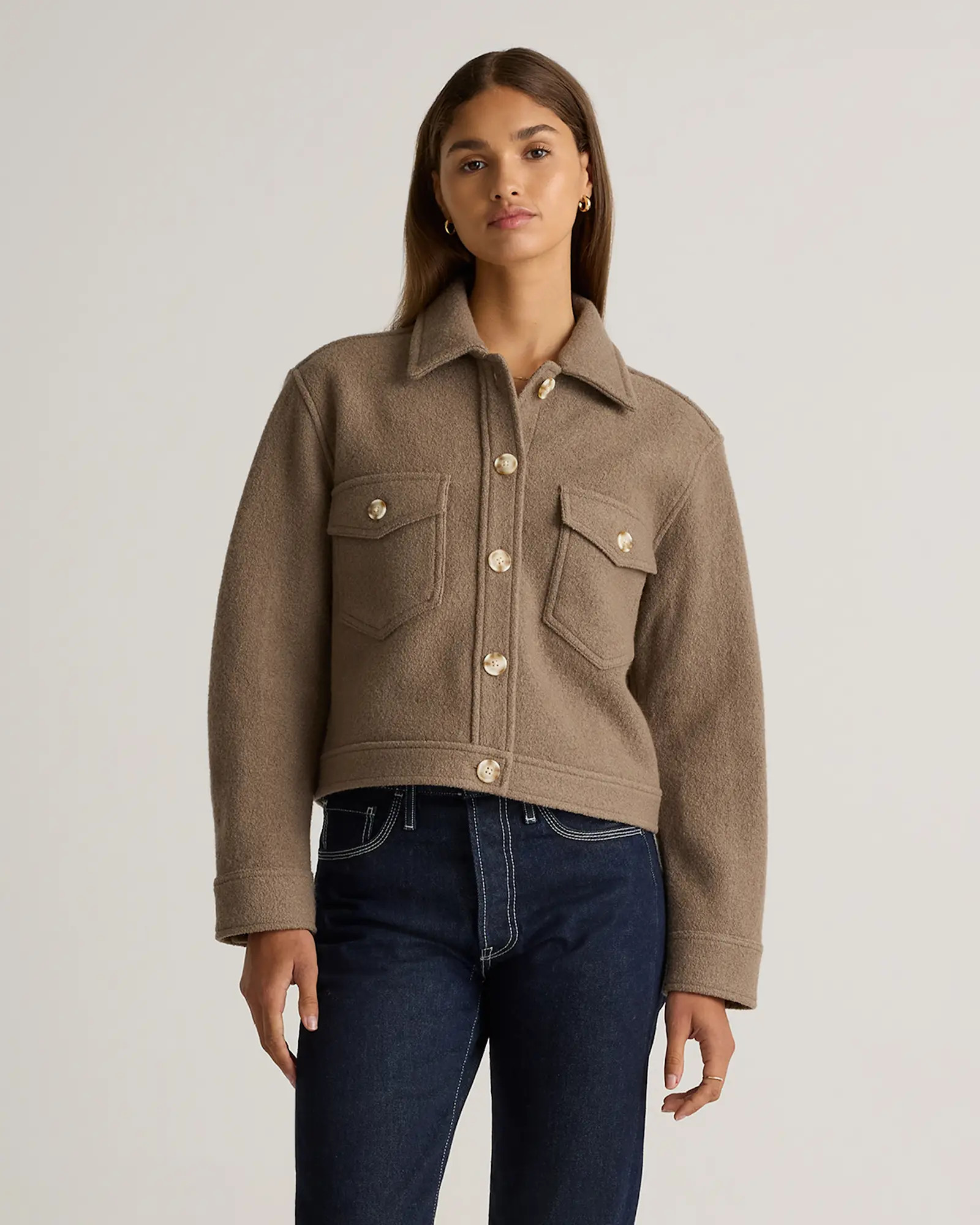 100% Merino Wool Cropped Shirt Jacket | Quince