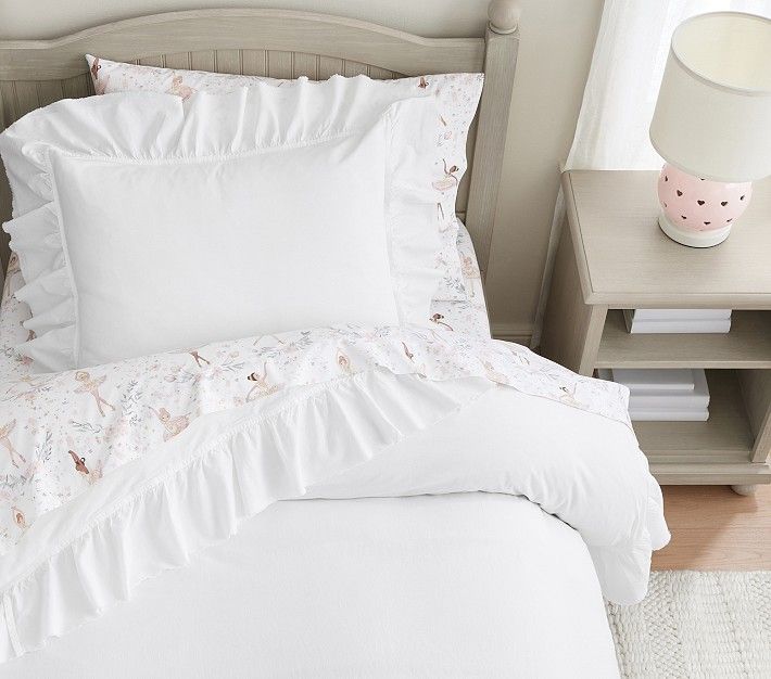 Washed Cotton Ruffle Organic Duvet Cover & Shams | Pottery Barn Kids