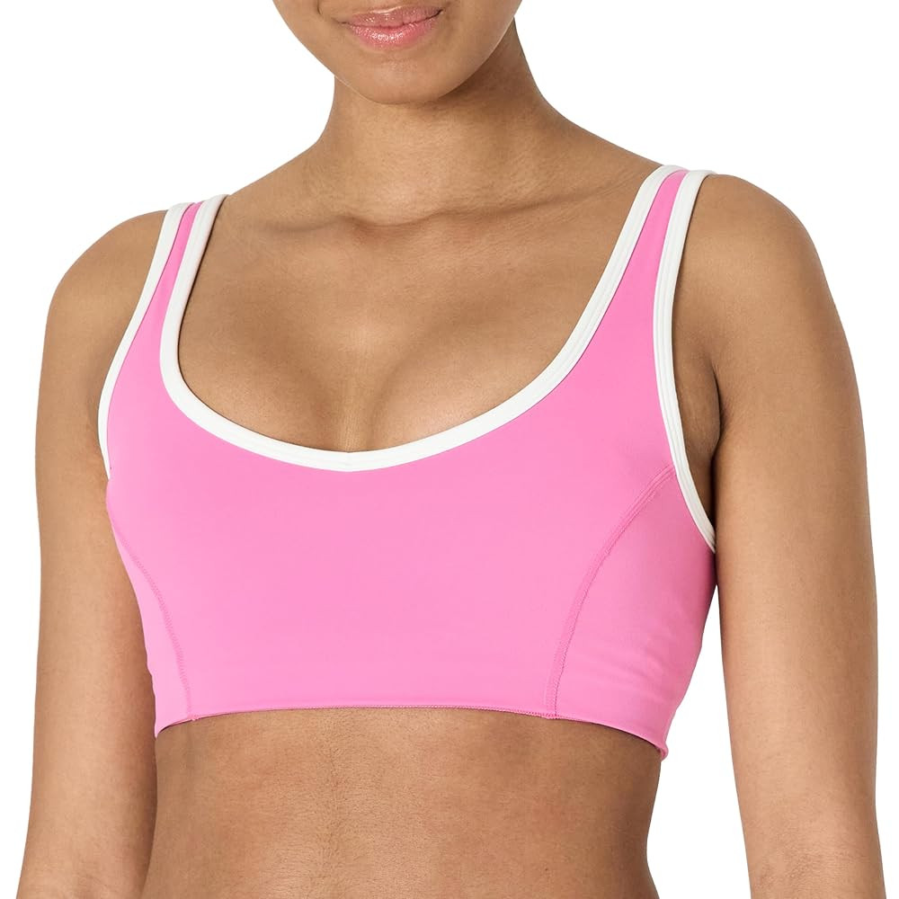 Amazon Essentials Women's Active FormFlex Buttery Soft Light Support V-Neck Sports Bra with Contr... | Amazon (US)