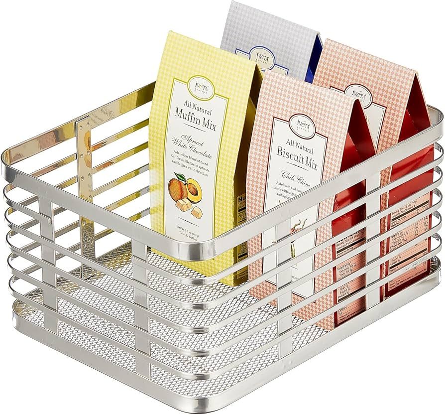mDesign Flat Wire Metal Basket for Kitchen Organization - 12" Wide Food Organizer Bin - Metal Sto... | Amazon (US)