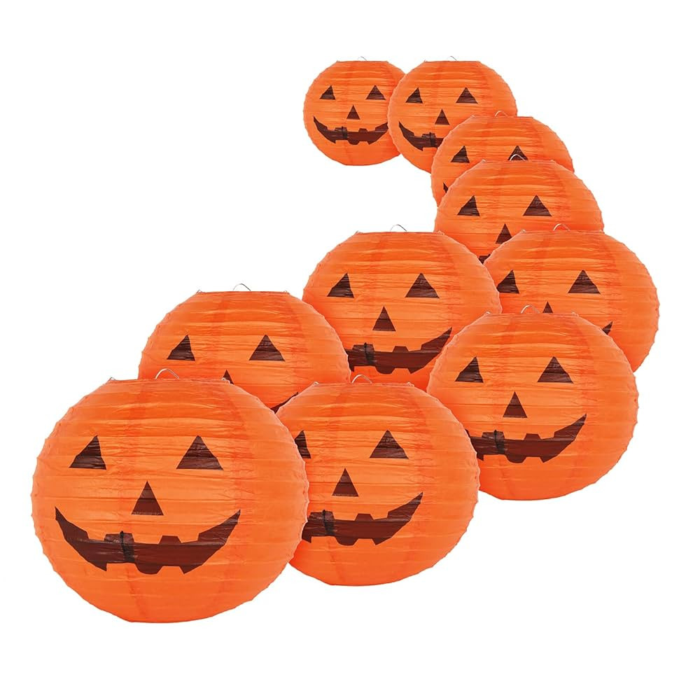KESOTO 10 Inch Halloween Paper Pumpkin Lanterns Jack-O-Lanterns Hanging Halloween Decorations Out... | Amazon (US)