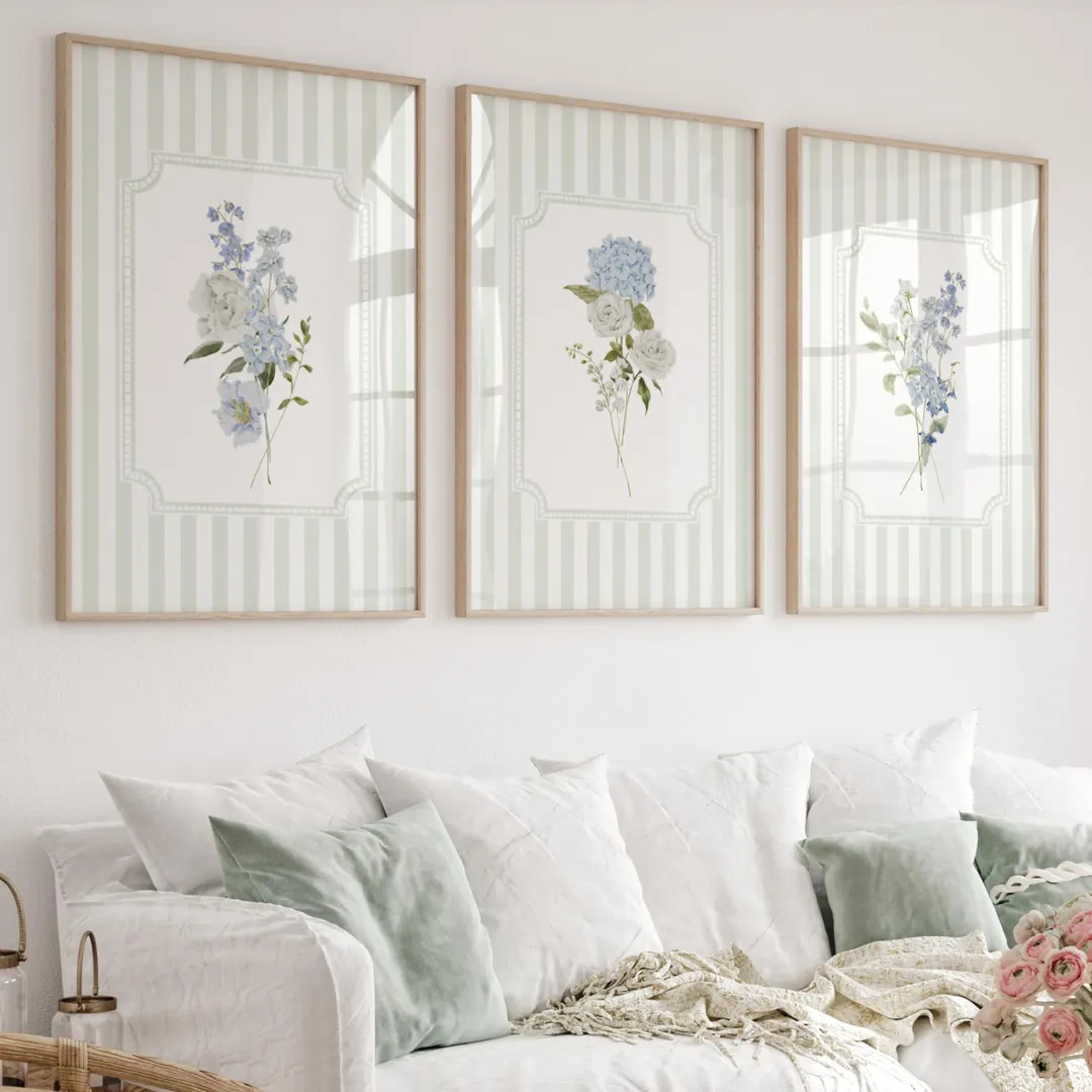 Hydrangea Wildflower Wall Art Prints, Sage Green Nursery Decor (digital Download) - Etsy Canada | Etsy (US)