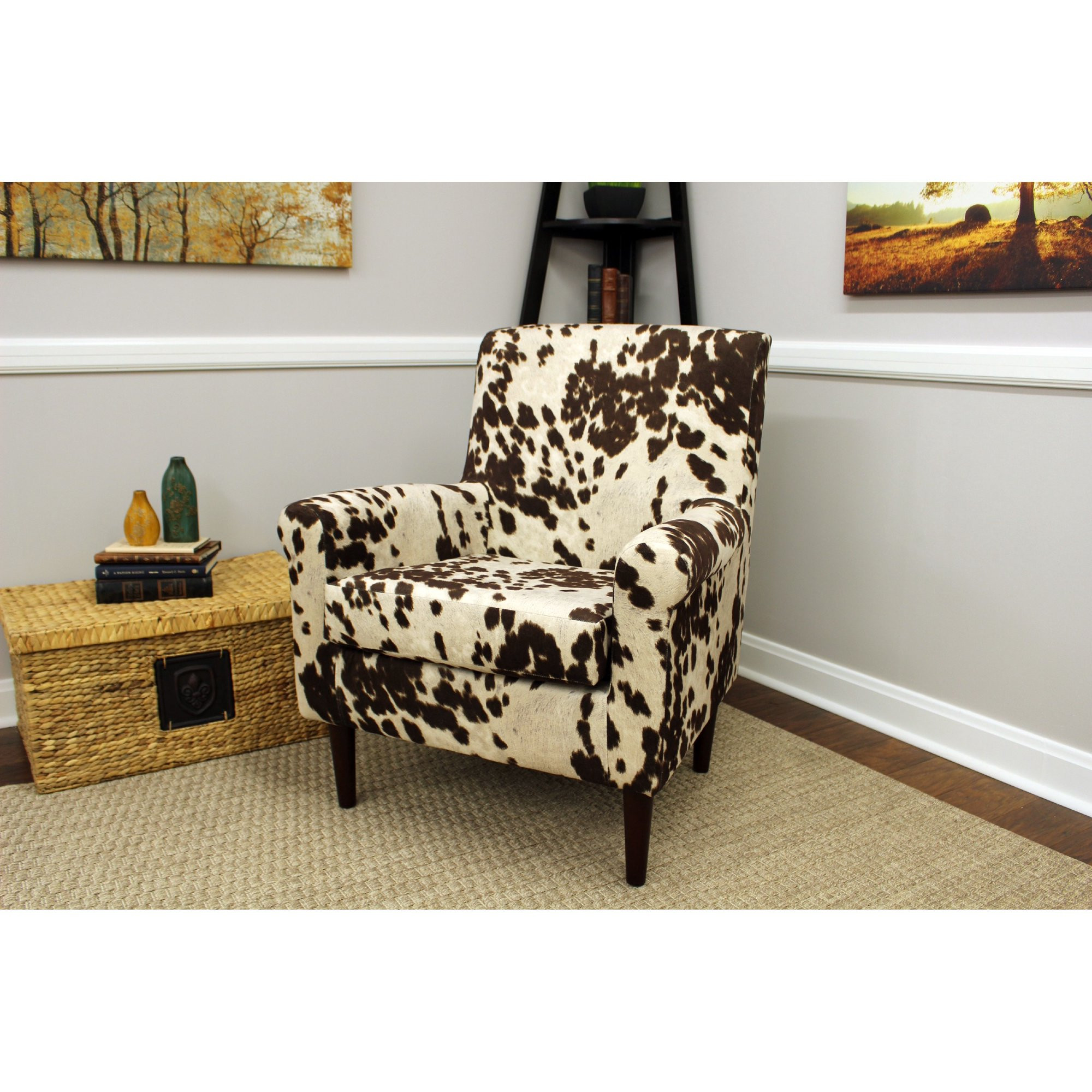Fox Hill Ellis Rolled Arm Lounge Chair, Cowhide Brown | Walmart (US)