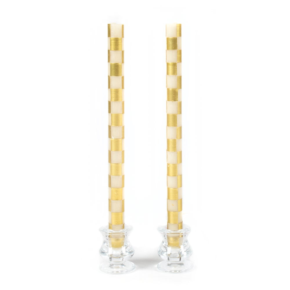 Check Gold & Ivory Dinner Candles, Set of 2 | MacKenzie-Childs
