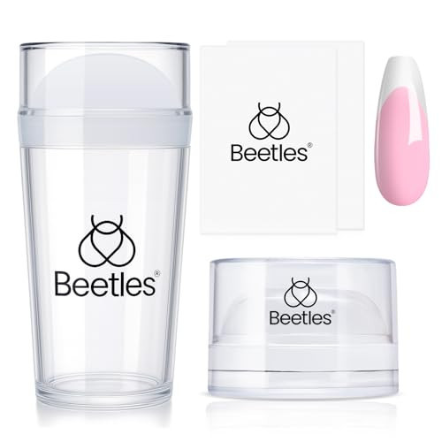 Beetles French Tip Nail Stamp Tool 4Pcs Short Clear Silicone Nails Stamping and Long French Tip Stamper with Nail Scraper Art Tips Printing Stamper Tool Set for Manicure Home DIY Salon | Amazon (US)