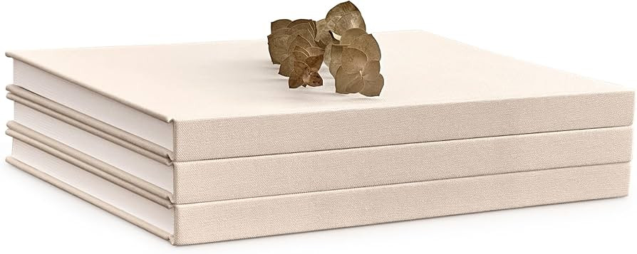 Decorative Book Set | Linen Covered Book Set | Set of 3 Real Linen Hardcover Book for Decor | Fas... | Amazon (US)