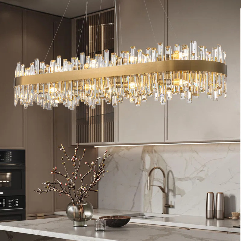 Kacy 16/20-Light Crystal Chandeiler,Gold Modern Square / Rectangle Chandelier with Clear and Gray... | Wayfair North America