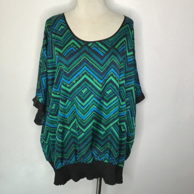 Cato Chevron Print Multicolor Blouse Banded Hem Short Sleeve Plus Size 26/28W | eBay | eBay US