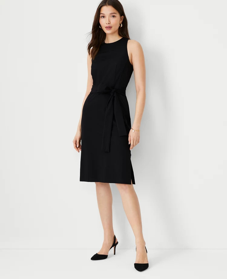 The Cutaway Shoulder Tie Waist Dress in Knit | Ann Taylor (US)
