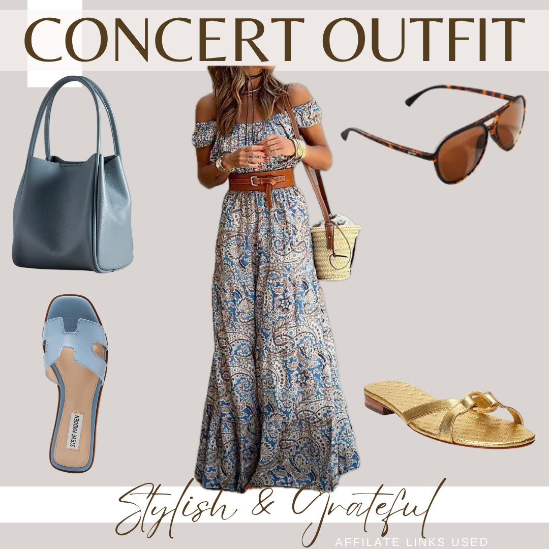 🎤✨ Concert vibes just got an upgrade! Rock this gorgeous off-the-shoulder paisley dress for a look that’s effortlessly chic and comfortable. Paired with stylish sandals, a versatile belt, and the perfect accessories, you’ll be turning heads all night long. Complete the look with a sleek handbag and trendy sunglasses. 😎
You need this outfit for your next event! Tap the link in bio to shop now or subscribe for more fashion inspiration! 🔗 #ConcertOutfit #BohoChic #FestivalFashion #SummerStyle #OOTD #FashionInspo #StyleInspiration #BohoVibes #EffortlessElegance #Fashionista #StylishAndGrateful #Stylish&Grateful


#LTKMidsize #LTKTravel #LTKOver40