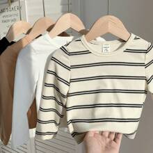 pcsPack Baby Boy Baby Girl Graphic TShirts BlackWhite Casual Knit Long Sleeve Tops Suitable For AutumnWinter | SHEIN