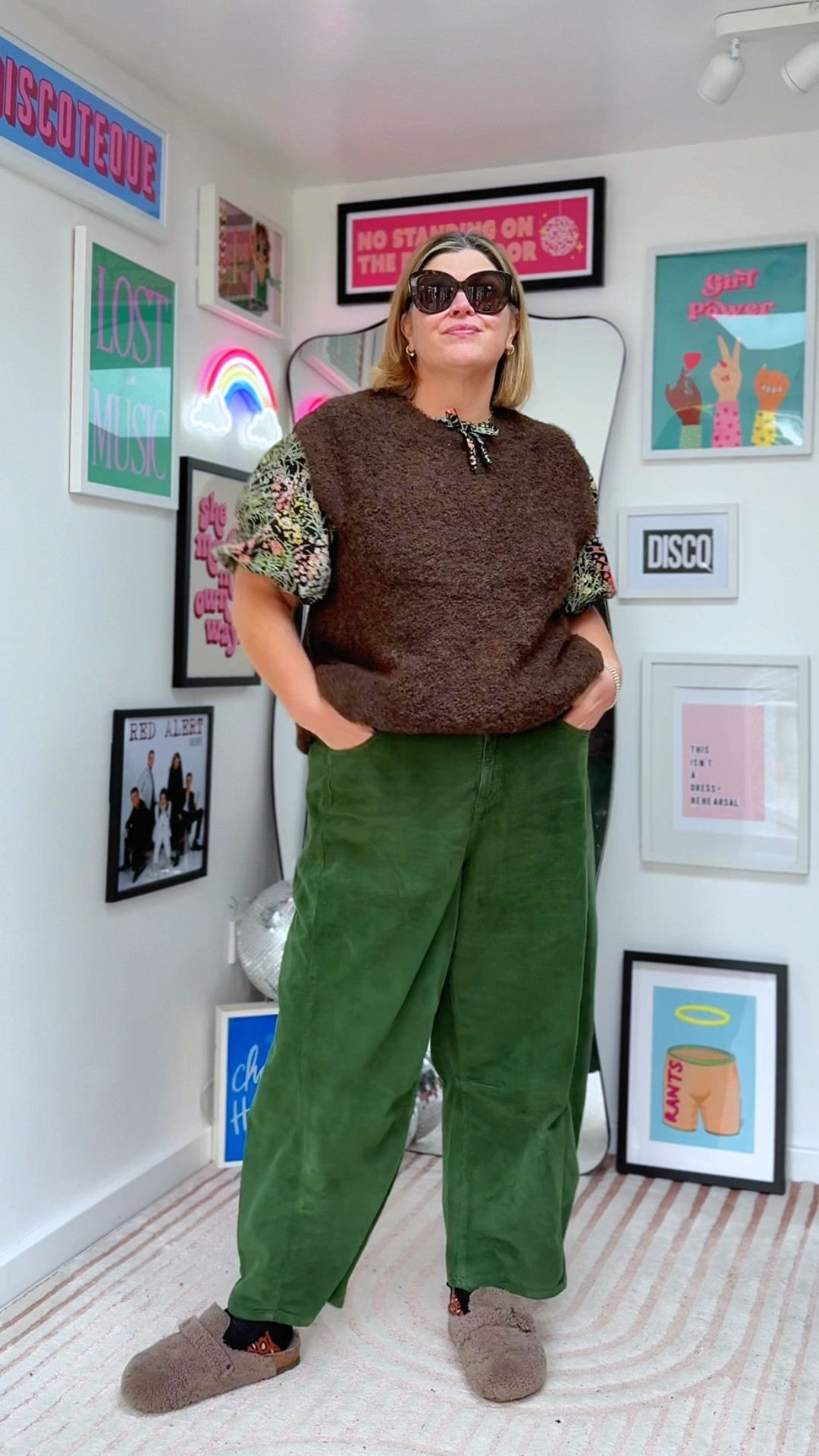 Cosy Casual at this time of year. And that’s exactly what’s needed after my eye surgery. 
Green and Browns and comfy sheepskin mules. YEAHHHH BABYYYYY. 

#LTKover50style #LTKcurves #LTKuk