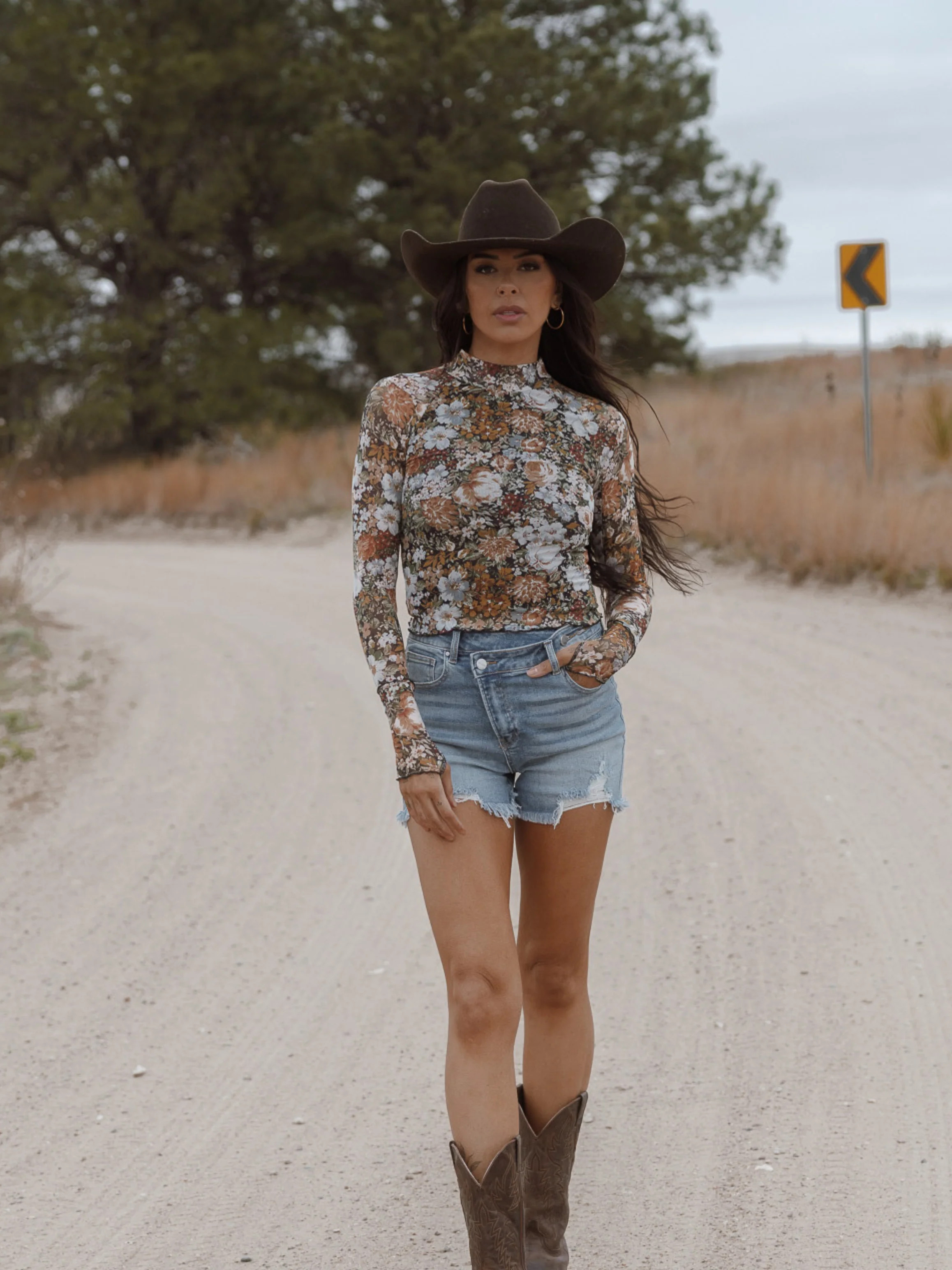 Floral Mesh Long Sleeve Top | Willow Boutique