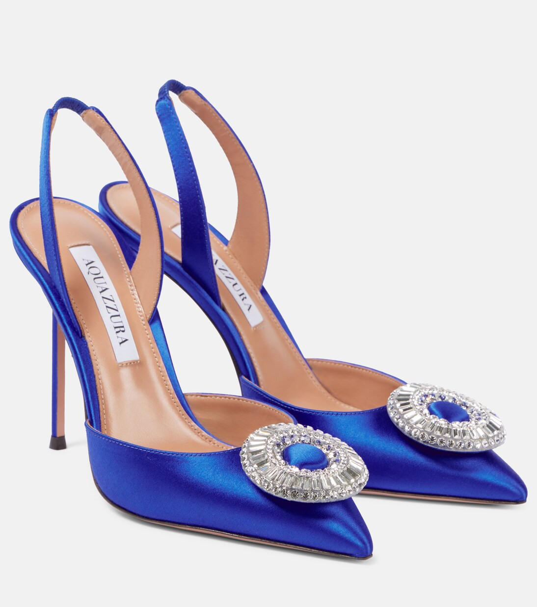 Crystal Hoop Sling 105 satin slingback pumps | Mytheresa (UK)