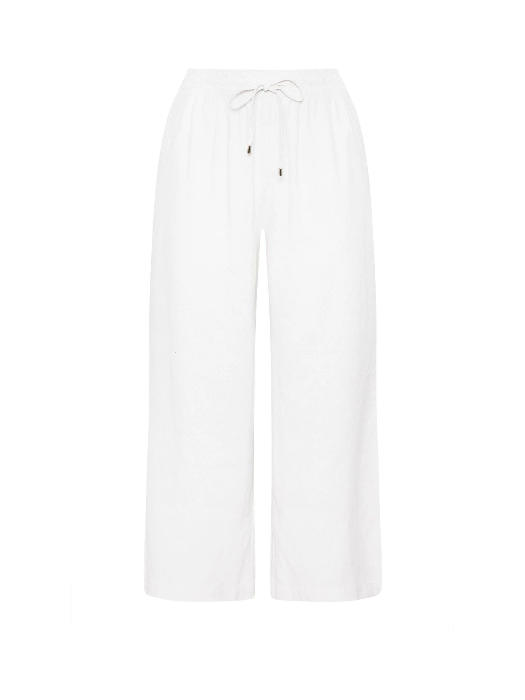 Evans Evans White Wide Leg Linen Rich Trousers | Next US