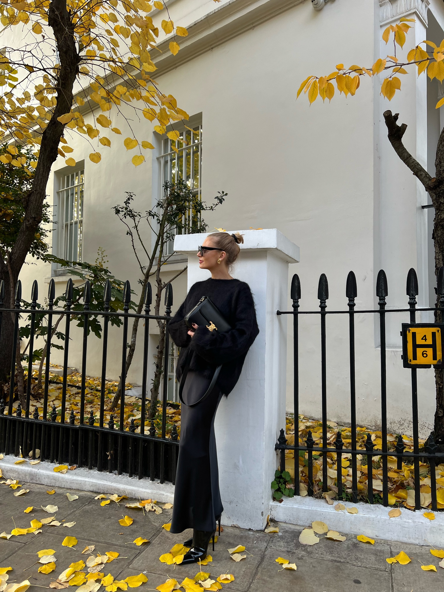 Mytheresa slip skirt oversized knit all black autumn outfit 